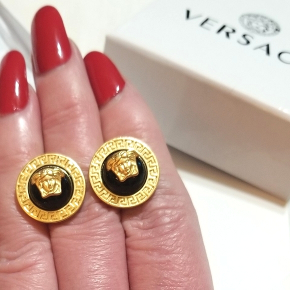 Versace Jewelry - NEW Versace Medusa Logo Black/Gold Stud Earrings